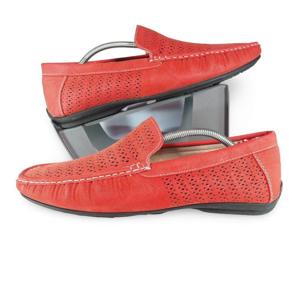 Stacy Adams Cicero Perforated Moc Toe Loafers Men's 12M Red 25172-600‎